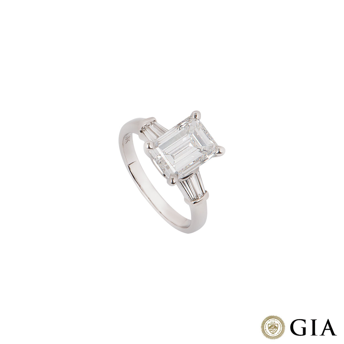 White Gold Emerald Cut Diamond Ring 3.02ct G/VVS2